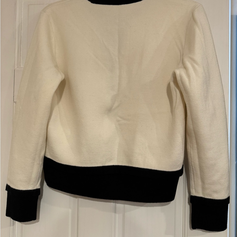 Sandro Cardigan | Contrast Trim | Preppy Sweater | French Designer | NWOT | $370 - Picture 9 of 12